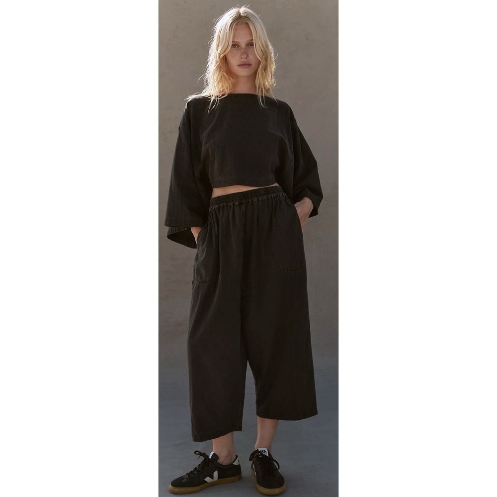 NWT Free People FREE EST Check Me Out Harem Pant Set Black Boho Size M